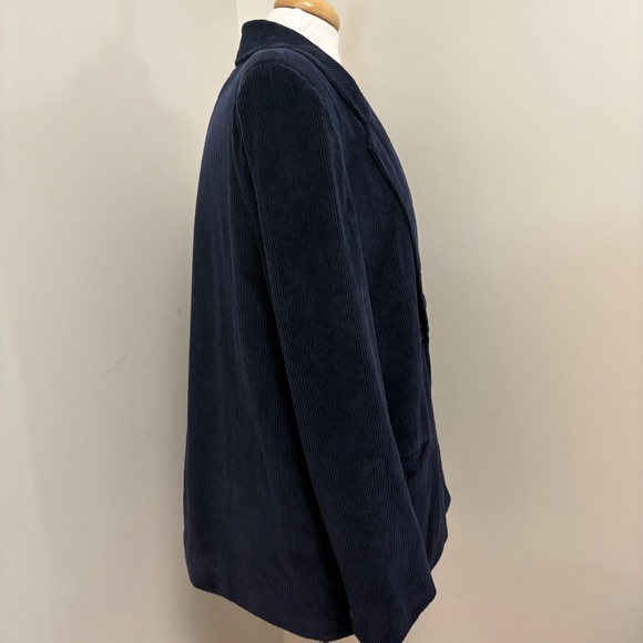 Vintage Preppy Minimalist Wide Wale Corduroy Navy Blazer Women’s M 80s Classic - Picture 5 of 12